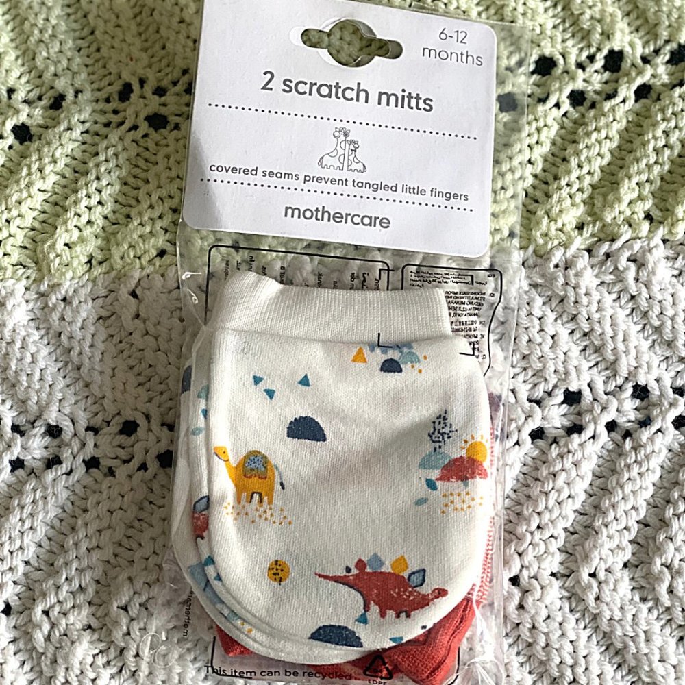 Mothercare Dino And Friends Mitts - 2 Pack